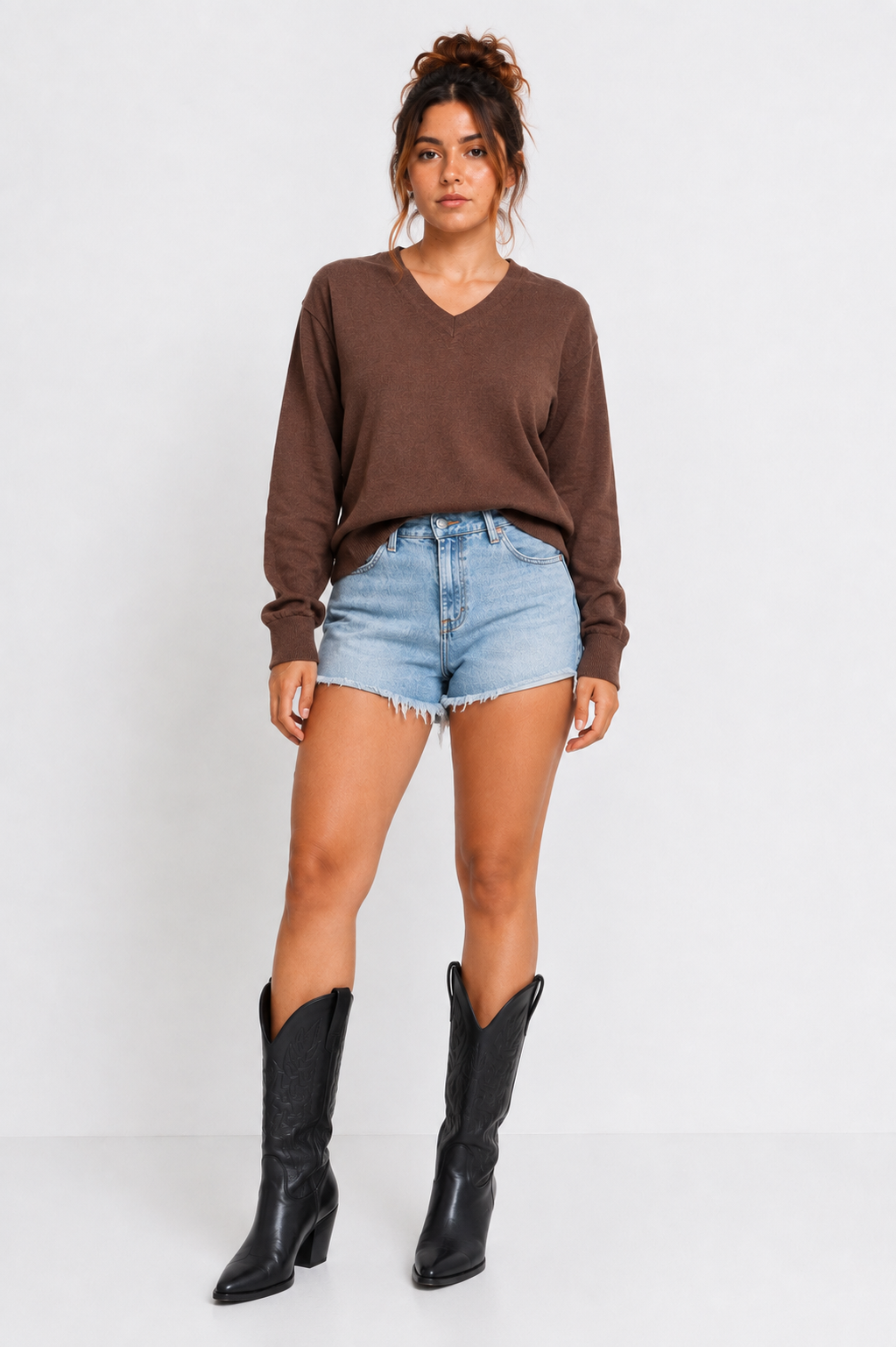 Sweater café Black brown lana