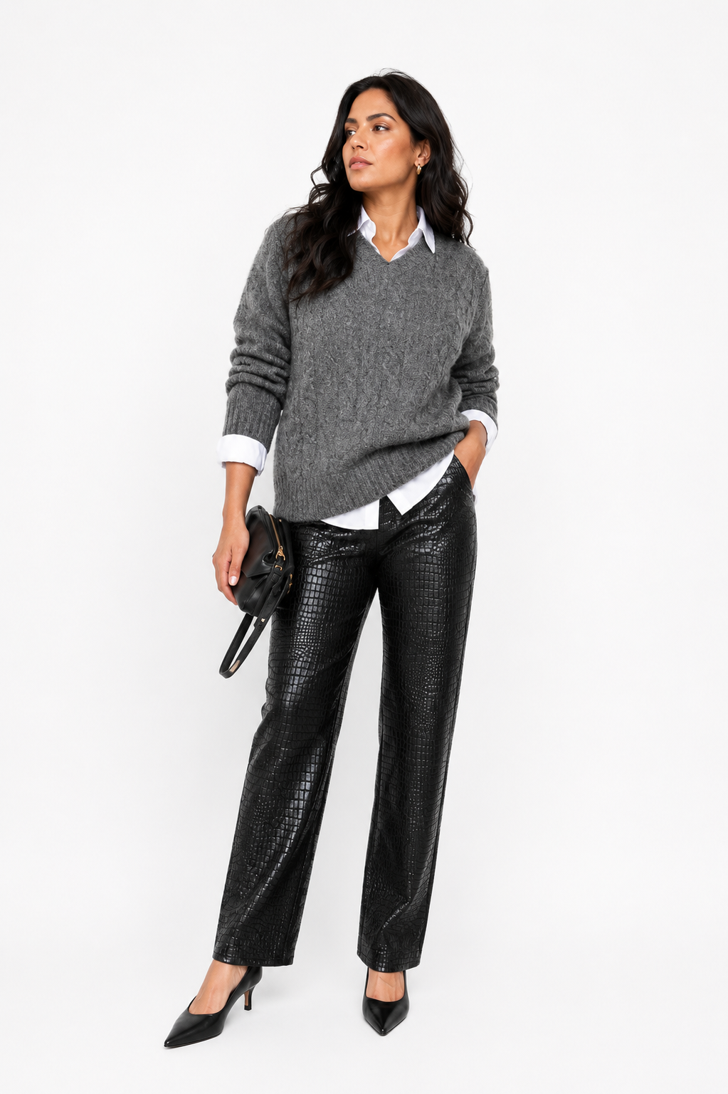 Pantalon max studio negro cuero