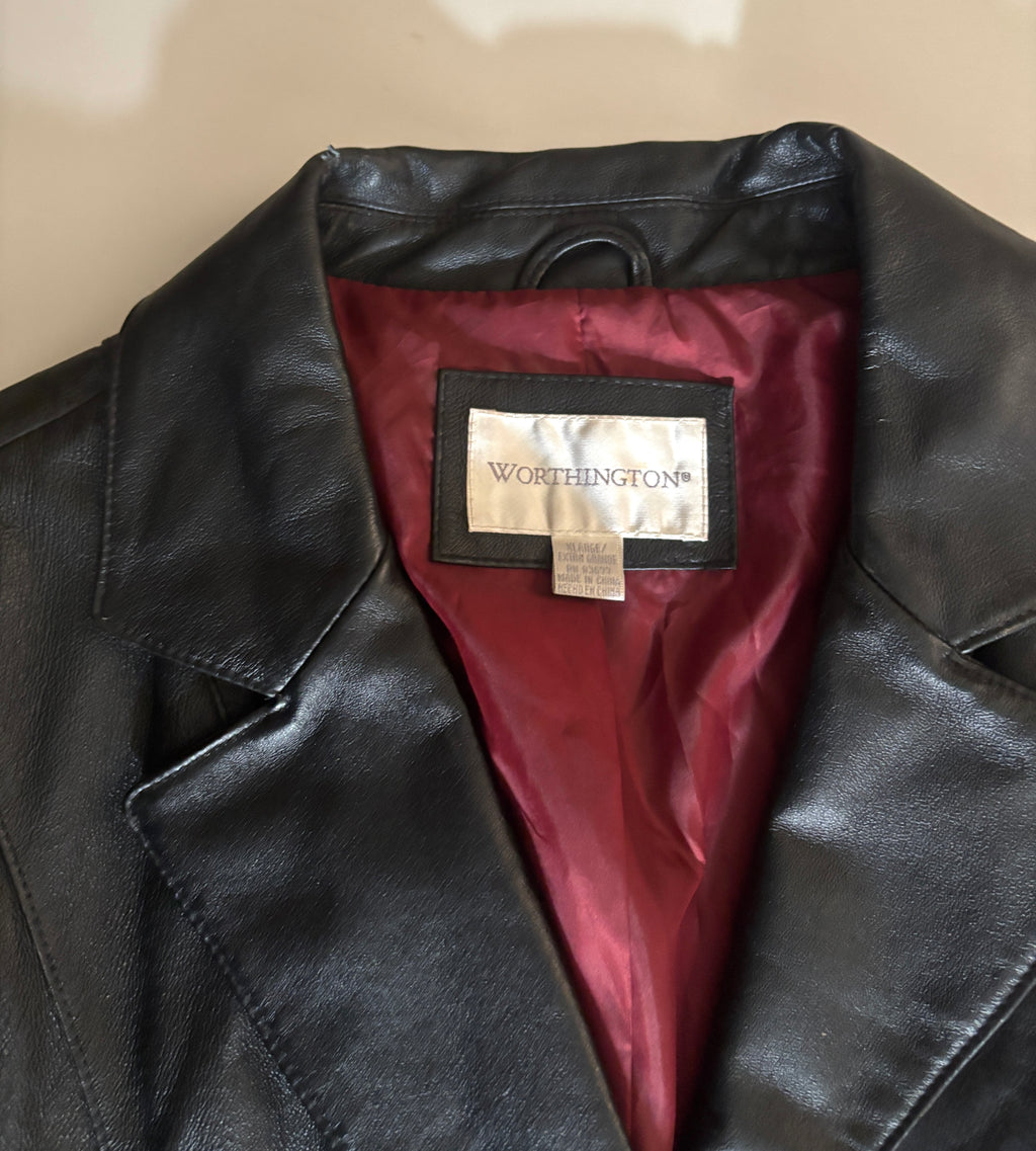 Chaqueta cuero Worthington blazer negra