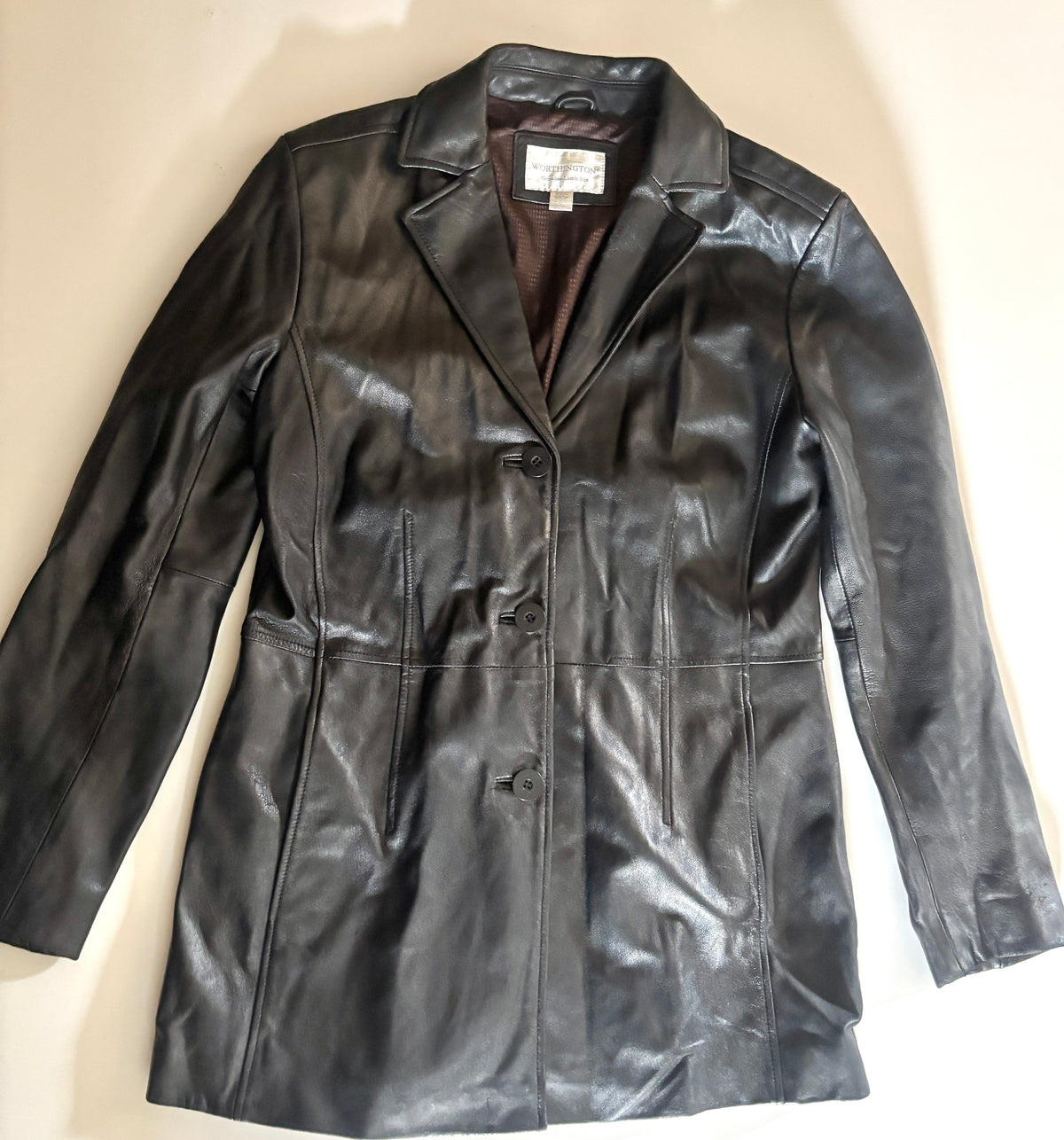 Chaqueta de cuero negra Worthington