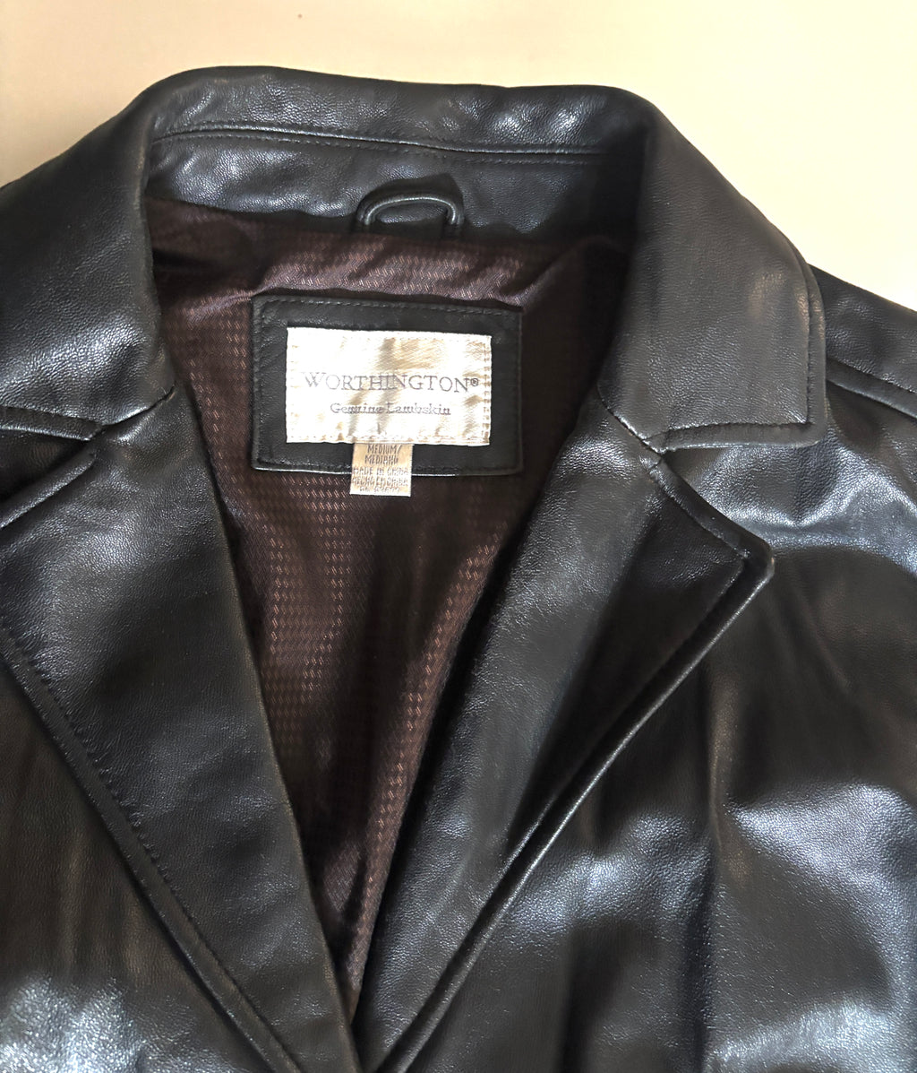 Chaqueta de cuero negra Worthington